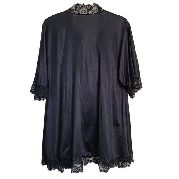 Vintage Black Silky Nylon and Lace Trim Baby doll and Robe Lingerie Lady Cameo - Picture 2 of 11